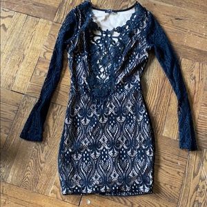 Black lace mini dress long sleeve bodycon